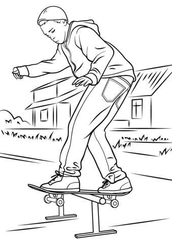 Balancing On Skateboard Coloring Page